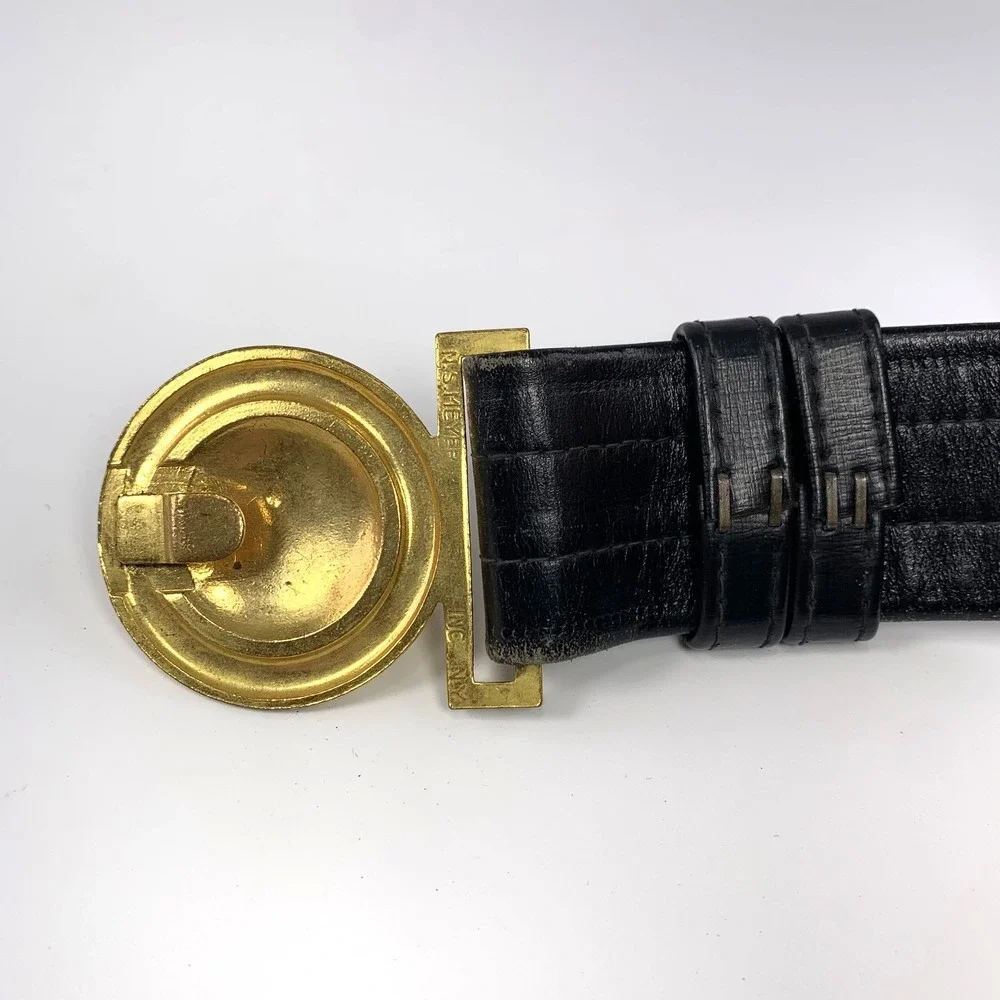 Vintage US Navy Officers Sword Belt & Buckle w/ Hangers Size 34 N.S. Meyer NY